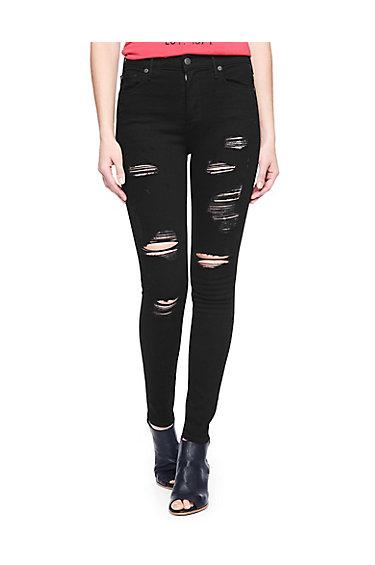 True Religion Halle Super Skinny Womens Jean- 30 Inch - Black Bleach