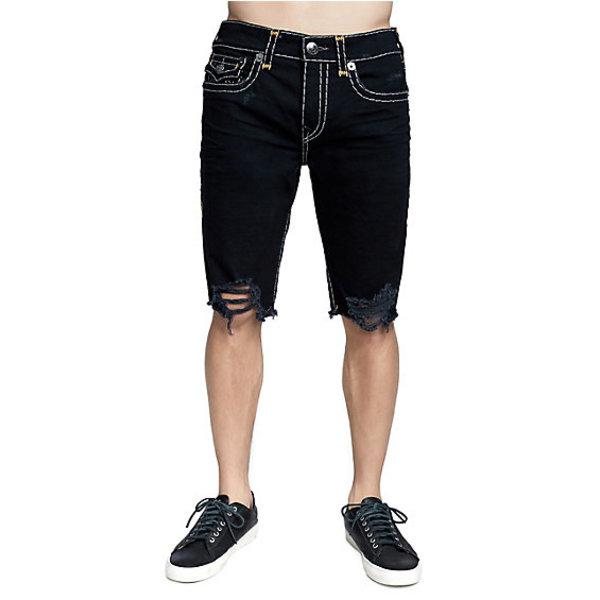 Mens Distressed Super T Ricky Short | Chalkboard | Size 29 | True Religion
