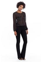 Mix Media Woven Womens Top | Black | Size X Small | True Religion