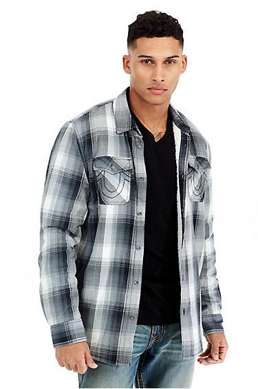 Utility Woven Mens Shirt | Black/black Plaid | Size X Large | True Religion