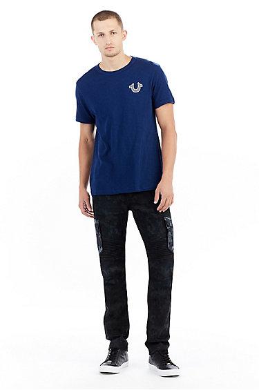 Mens Camo Rocco Skinny Moto Jean | Forest Camo | Size 28 | True Religion