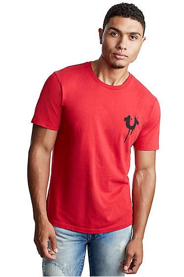 Men's Drip Buddha Crew Neck Tee | Ruby Red | Size Small | True Religion