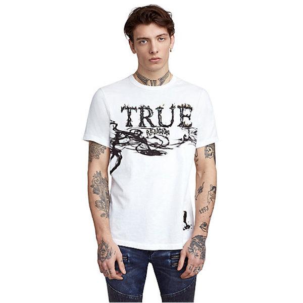 Up In Smoke Mens Tee | White | Size Medium | True Religion