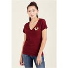 Womens Metallic Puff Print Tee | Ox Blood | Size X Small | True Religion