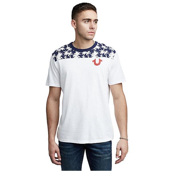 Men's Palm Sport Football Tee | White/navy | Size Medium | True Religion