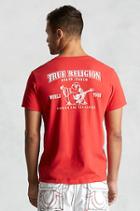 True Religion Hand Picked Flocked Logo Vneck Mens T-shirt - Red