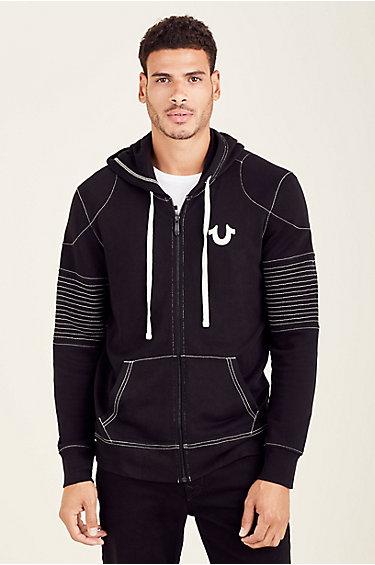 Moto Mens Hoodie | Black | Size X Large | True Religion