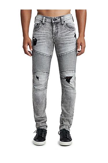 Men's Slim Fit Moto Runstitch Logo Jean | Fenl Concert Pathway Rips | Size 28 | True Religion
