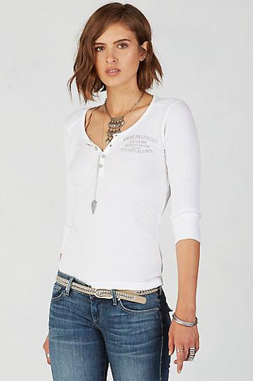 True Religion True Superior Womens Henley - White