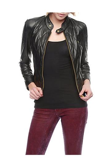 True Religion Leather Quilted Womens Jacket - Black