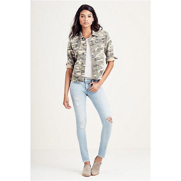 Casey Super Skinny Womens Jean | Paperback Blue Destroyed | Size 31 | True Religion