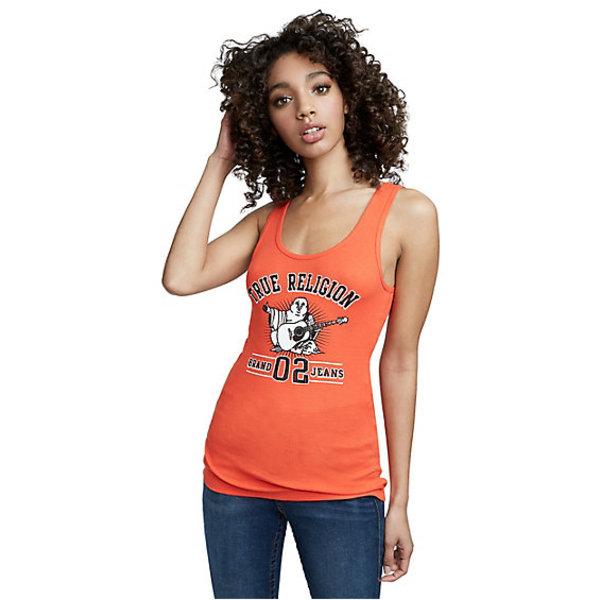 Women's Athletic Buddha Rib Tank Top | Coral | Size X Small | True Religion