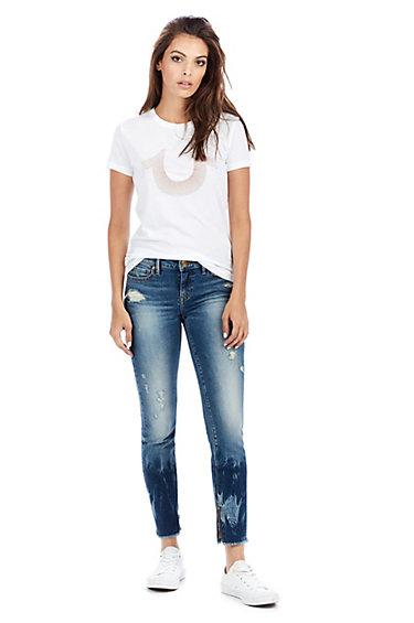 Womens Embroidered Horseshoe Graphic Tee | White  | Size X Small | True Religion