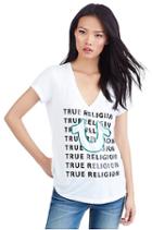 Always True Shirt Tail Womens Tee | White | Size X Small | True Religion