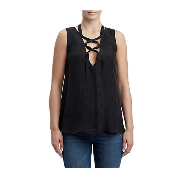 Lace Up Womens Tank Top | Black | Size X Small | True Religion