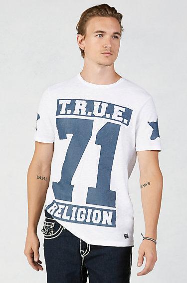 True Religion True 71 Stars Print Mens T-shirt - White