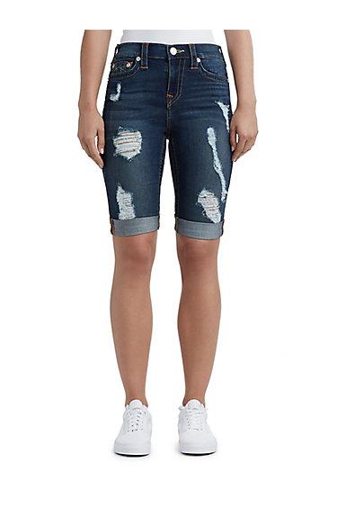 Women's Distressed Bermuda Short Knee Short | Autumn Nights | Size 31 | True Religion