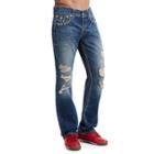 Men's Straight Fit Distressed Big T Jean | Hidden Nights W/rips | Size 32 | True Religion