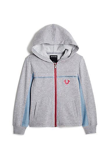 Kids Sporty Hoodie | Heather Grey | Size Small | True Religion