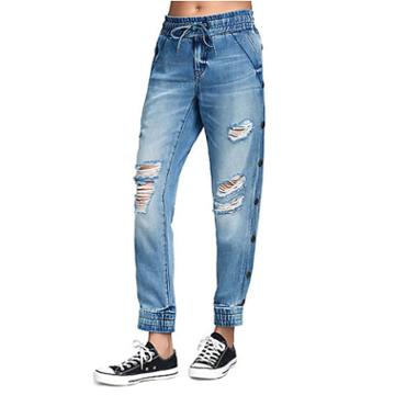 Womens Denim Jogger | Live In Blues | Size X Small | True Religion