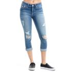 Women's Curvy Fit Natural Big T Capri | Dusty Indigo Destroyed | Size 30 | True Religion