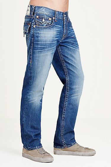 Men's Straight Fit Orange Stitch Jean | Lost Adventure | Size 30 | True Religion