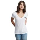 Classic Logo Deep V Neck Womens Tee | White | Size Medium | True Religion