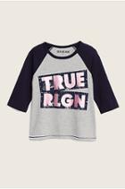 Ls Raglan Kids Tee | Heather Grey | Size 4 | True Religion