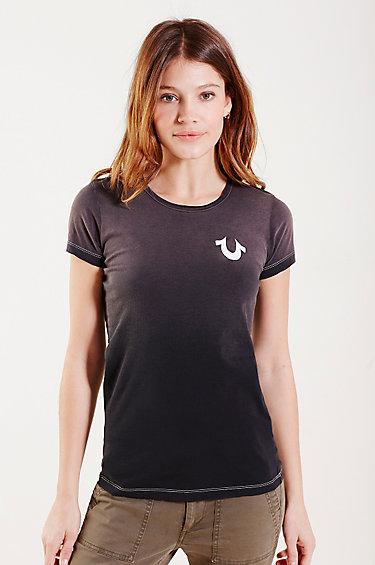 True Religion Vintage Puff Womens Crewneck Tee - Black