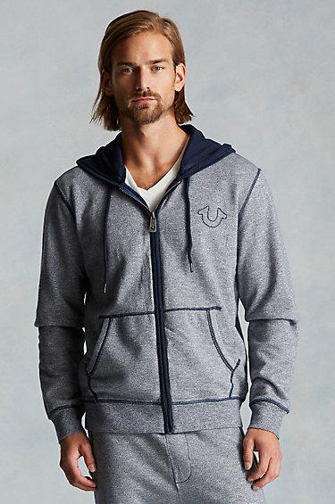 True Religion Active Zip Up Mens Hoodie - Navy