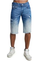 Men's Straight Fit Cutoff Shorts | Eyal Moving Indigo W/rips | Size 27 | True Religion
