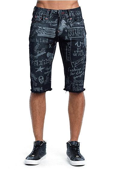 Men's Straight Fit Cutoff Short | Black | Size 32 | True Religion