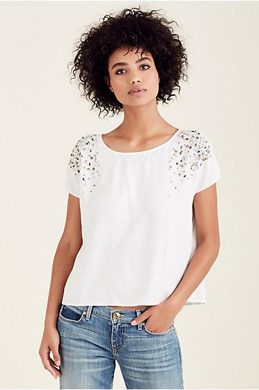 Open Back Womens Top | White | Size X Small | True Religion