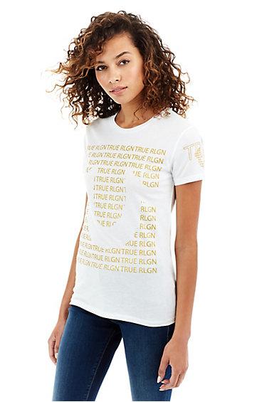 Tr Repeat Womens Tee | White  | Size Small | True Religion