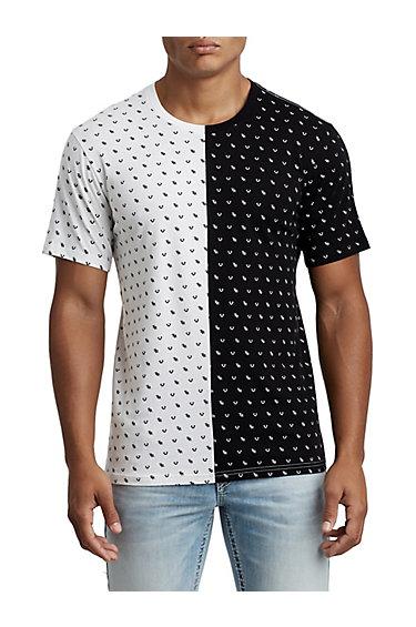 Men's Split Monogram Crew Neck Tee | Black/white | Size Small | True Religion