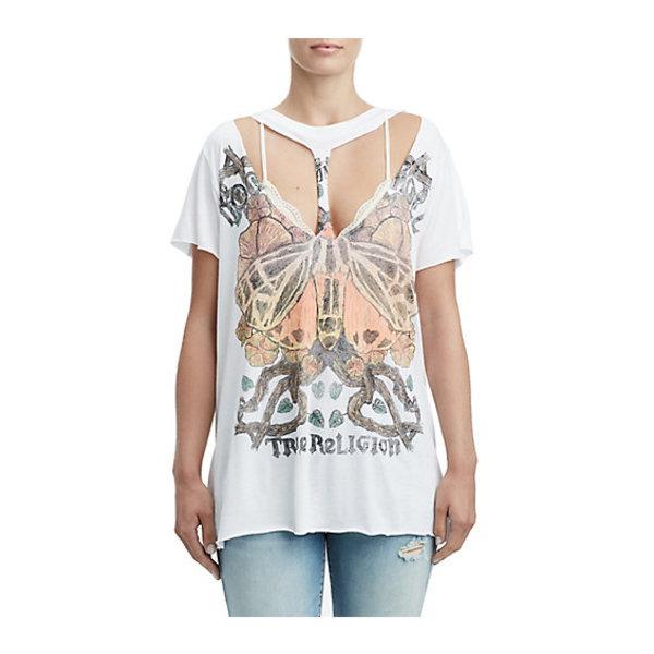 Moth Crew Neck Womens Tee | White | Size Small | True Religion