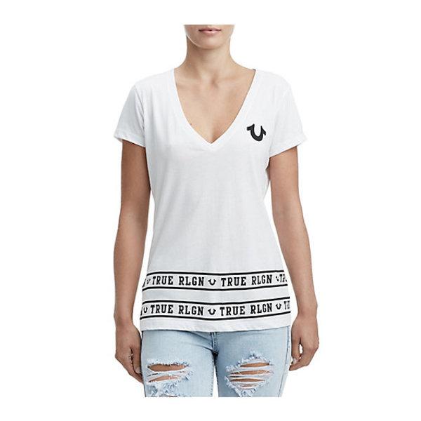 True Pride Deep V Neck Tee | White | Size Xx Small | True Religion