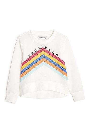 Toddler/little Kids Rainbow Chevron Mesh Pullover | White | Size 2t | True Religion