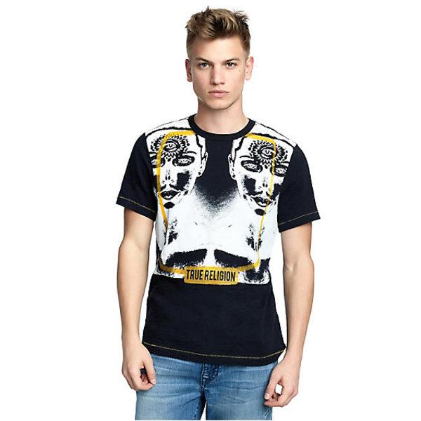 Mens Two Faced Graphic Tee | Black | Size Medium | True Religion