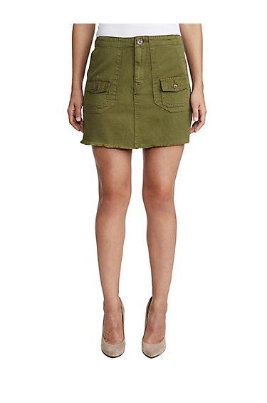 Womens High Rise Utility Mini Skirt | Moss | Size 23 | True Religion