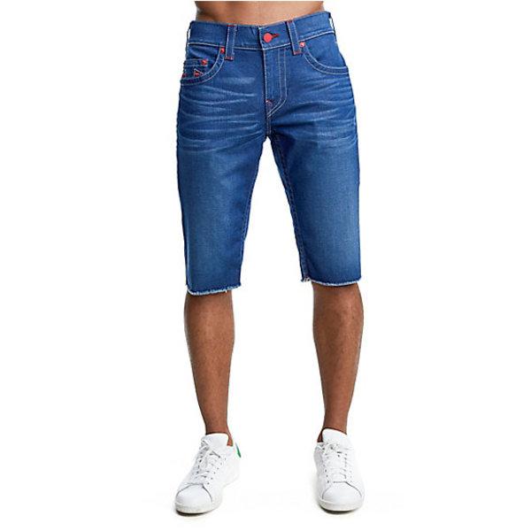 Straight Fit Run Stitch Logo Cutoff Short | Tours Of Indigo | Size 27 | True Religion