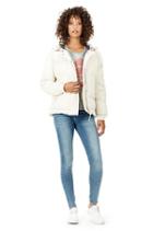 Womens Quilted Puffer Jacket | Light Wash Indigo | Size Small | True Religion