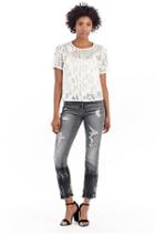 Camo Boxy Crop Womens Top | White  | Size X Small | True Religion