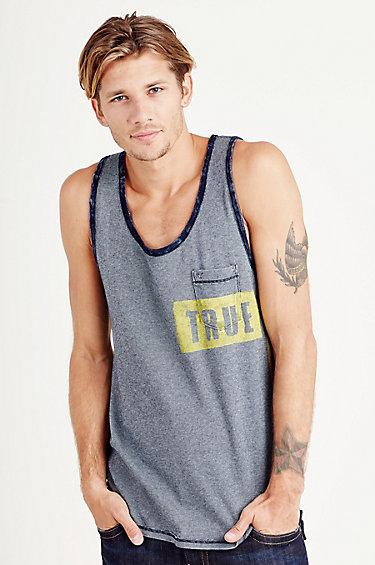 Indigo Mens Tank Top | Size 3x Large | True Religion