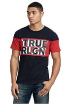 Men's Good Stripe Crew Neck Tee | Black/red | Size Small | True Religion