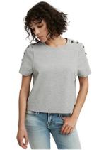 Womens Ring Repair Crop Tee | Heather Grey | Size X Small | True Religion