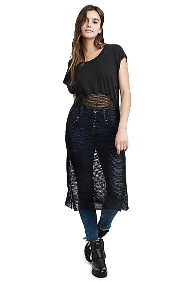 Womens Mixed Mesh Dress | Black | Size X Small | True Religion