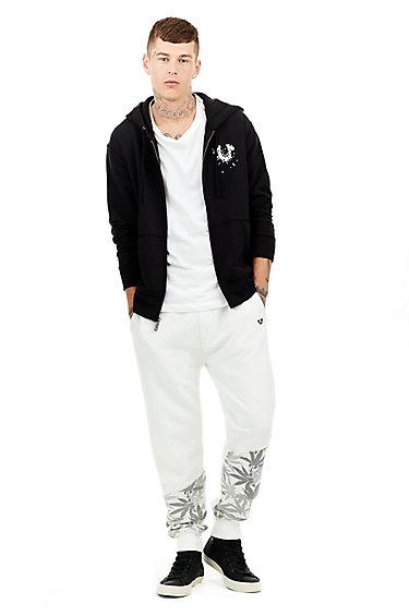 Hemp Print Multi Cuffed Mens Sweatpant | White  | Size Small | True Religion