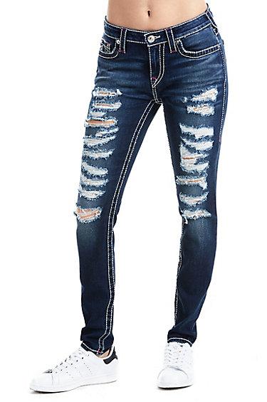 Women's Curvy Skinny Fit Big T Distressed Jean | Sunset Destroyed | Size 40 | True Religion