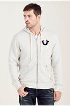 Classic Logo Zip Mens Hoodie | Oatmeal | Size 3x Large | True Religion